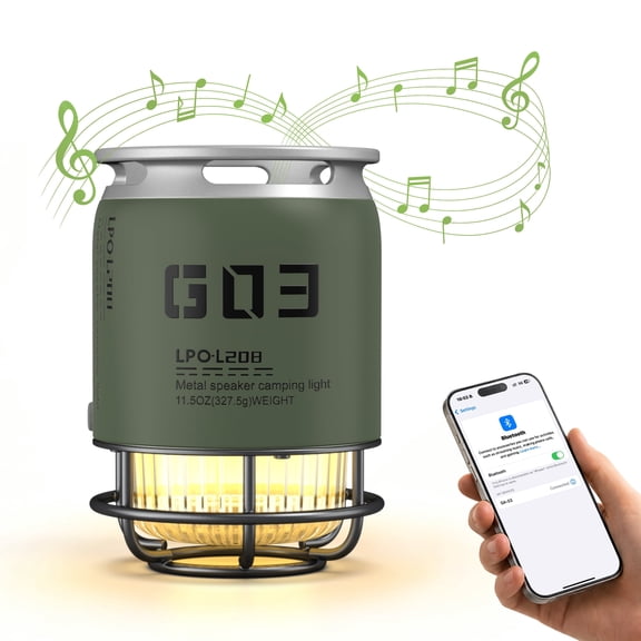 Blozor LED Camping Lantern with Bluetooth Speaker,Portable Tent Light for Outdoor Camping Hiking,Emergency,Green