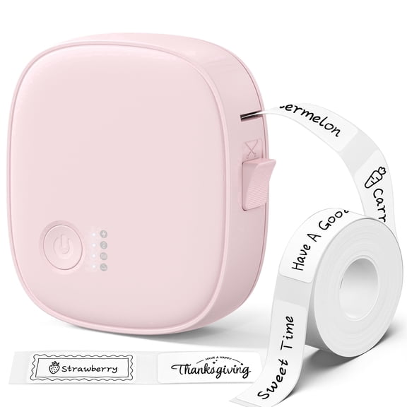 Blozor Mini Label Maker AH-P05 Portable Inkless Bluetooth Small Label Printer Wireless Thermal Label Maker with Tape for Home, Office, Kitchen, School , Storage (Pink)