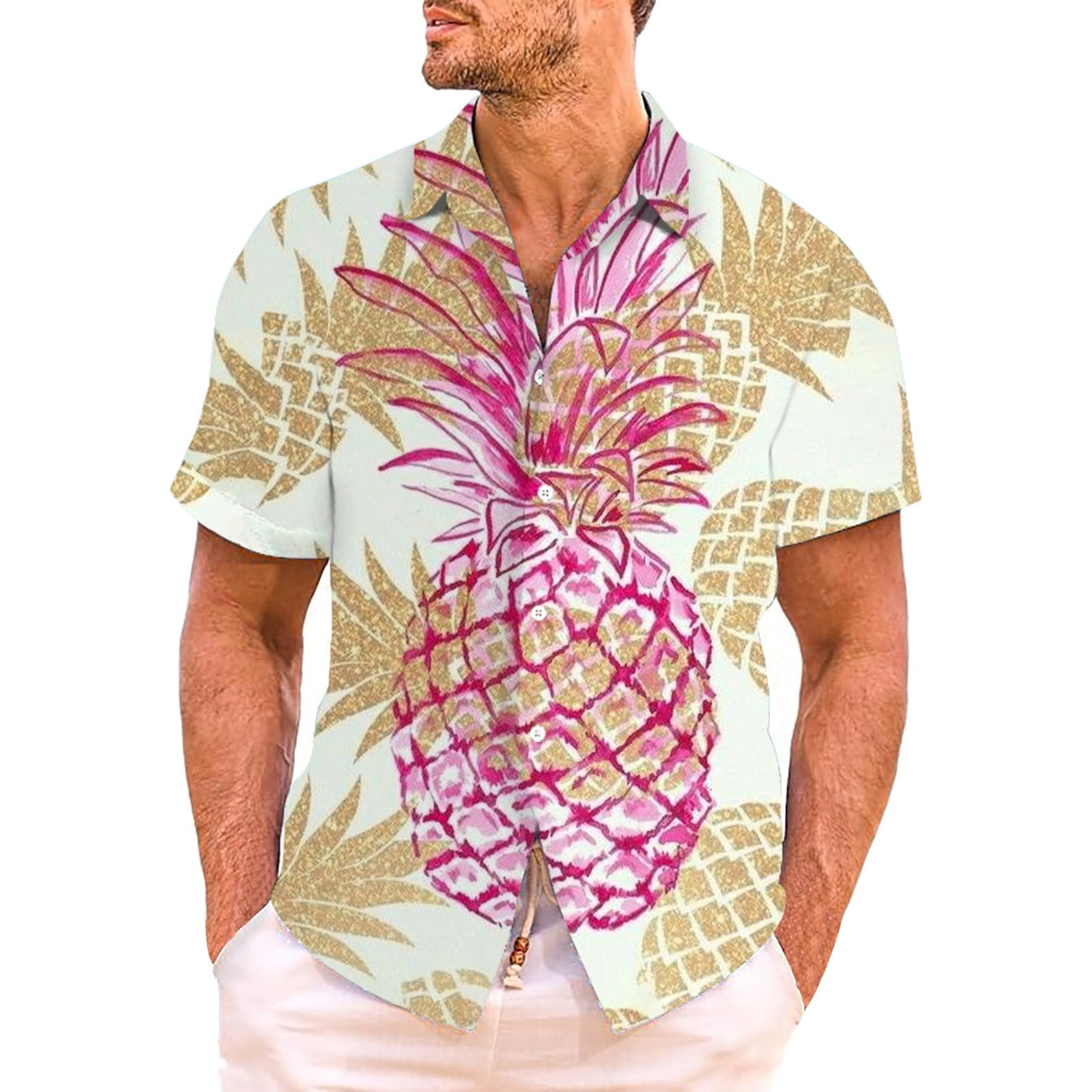 Men’s Tropical Print Short Sleeve Hawaiian Shirt