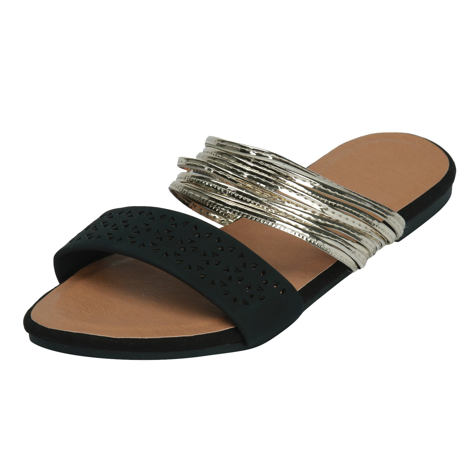 Blphud Neutral Sandals for Women Close Toe Sandals Dressy Women Shoes Flat Sandals Gold Silk Slippers Comfortable One Foot Wearing Beach Sandals Womens Shoe Black 38