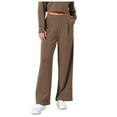 thumbnail image 1 of Blphud Wide Leg Slacks Women Pants Casual Elastic Women Classic Fall Plus Size Wide Legged Trouser Ladies Breathable Travel Hi Waist Solid Loose Fitting Flairy Linen Trouser Dresses Women Coffee S, 1 of 7