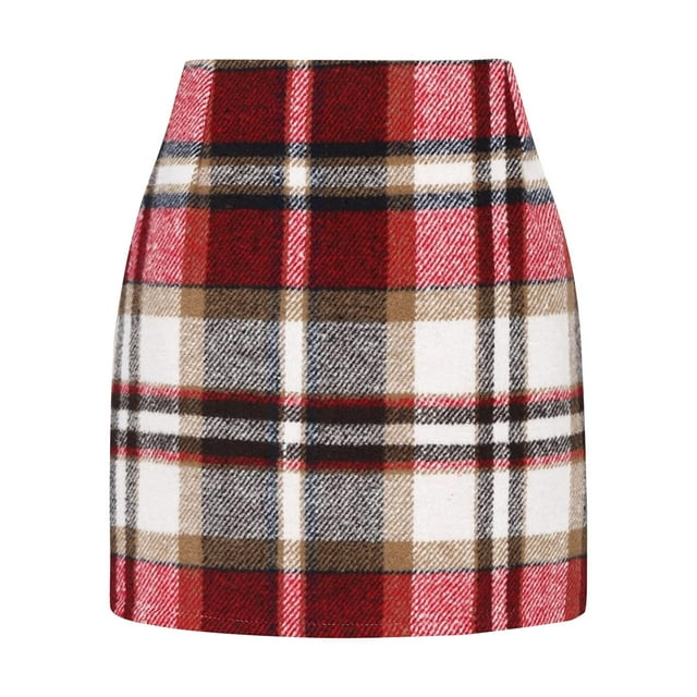 Blphud Work Skirts for Women Office Clearance Patchwork Skirt Womens High Waist Plaid Skirt Bodycon Pencil Wool Mini Skirts Manufactu Home Skirting Panels Short Skirts for Women Skirts Trendy Summer