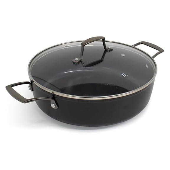 Blu. Cookware 11 Saute Pan with Lid, Non-Toxic, Non-Stick Ceramic, PFA/-Free Pan, Suitable for All Cooktops, Includes Cleaning Bamboo Brush