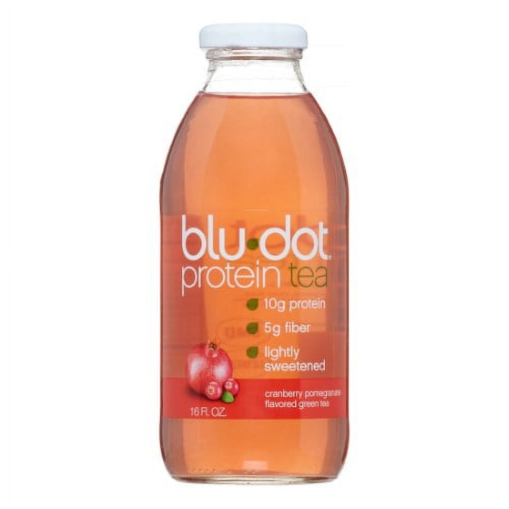 Blu Dot Protein Tea, Cranberry Pomegranate Green Tea, 16 Fl Oz (Case of