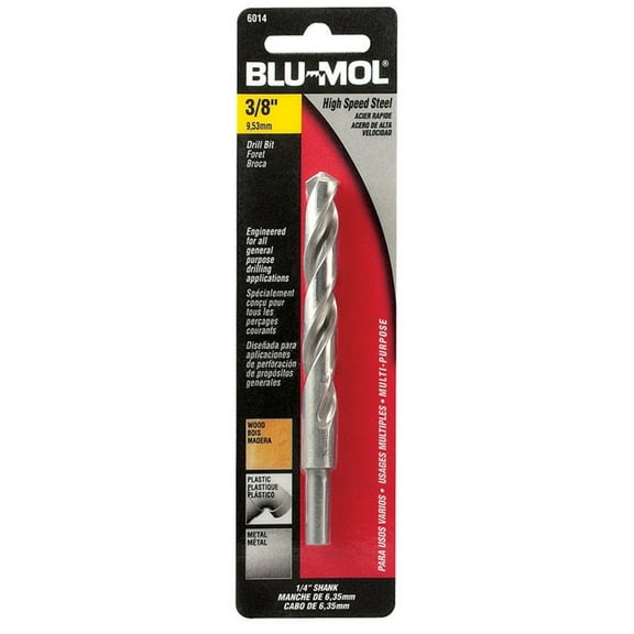 Blu-Mol  3/8 in.  x 5 in. L High Speed Steel  Drill Bit  1 pc.