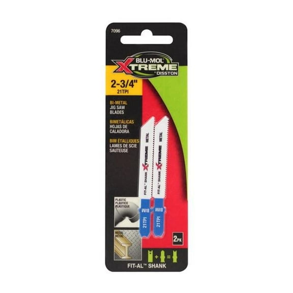 Blu-Mol Xtreme 2033755 2.75 in. 21 TPI Bi-Metal Universal Jig Saw Blade - Pack of 2