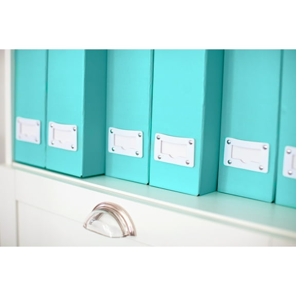 Blu Monaco Foldable Aqua Magazine File Holder with Leather Label Holder  Set of 6  Cardboard Magazine File Boxes Desk File Organizer
