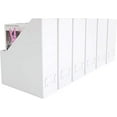 thumbnail image 1 of Blu Monaco Foldable White Magazine File Holder with Leather Label Holder - Set of 6 - Cardboard Magazine File Boxes Desk File Organizer, 1 of 3