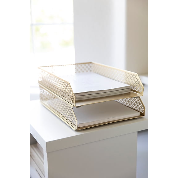 Blu Monaco Gold Paper Tray - Set of 2