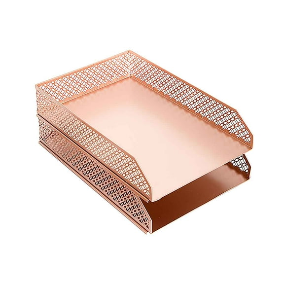 Blu Monaco Riviera Stackable Rose Gold Paper Tray - Set of 2 - Letter Size