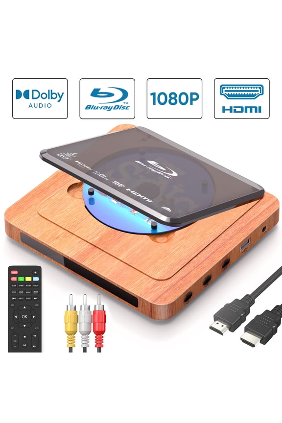 Retro Blu-ray Player, 1080P Full HD, Dolby Digital, USB Playback, Region A1 Blu-ray & All Region DVD