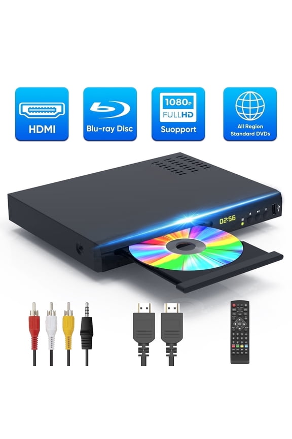 Blu Ray Player for TV 1080P Blu Ray DVD Players with Remote Support All Dvds and Region A1 Blu-Rays