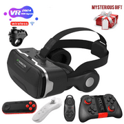 Blu-Ray Virtual Reality VR Glasses with Remote Control,HD IMAX Huge Screen 3D Glasses Google Cardboard Box VR Helmet for iPhone Android,Support Game Joystick(Free Surprise Gift)