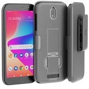 Blu View 2 5.5" Belt Clip Phone Case - Slim Rugged Slide Holster with Kickstand (Black)