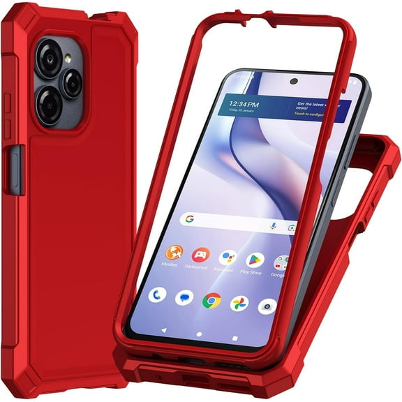 For Blu View Speed Ultra 5G B1660V Case with Screen Protector Phone Case Front Back Full Body Protective Soft TPU Military Grade Shockproof Cover - Red
