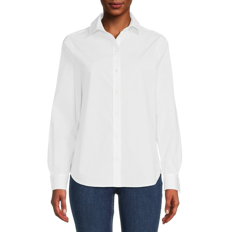 Blu White Blu Women s June Solid Button Down Shirt Walmart