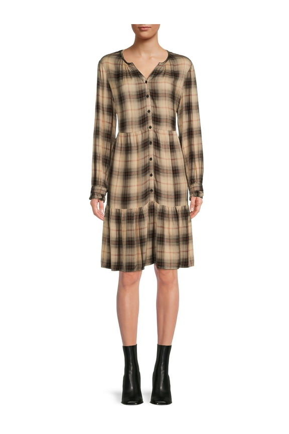 Women's Plaid Ruffle Hem Dress