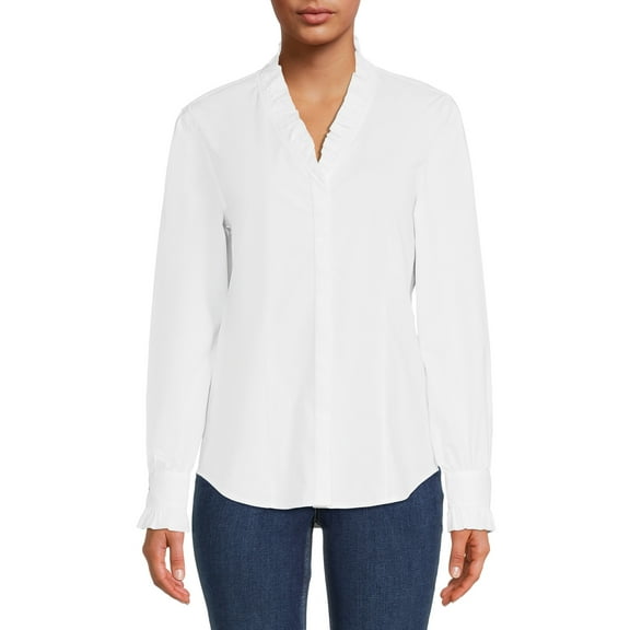 Blu White Blu Women's Ruffled Button-Front Shirt