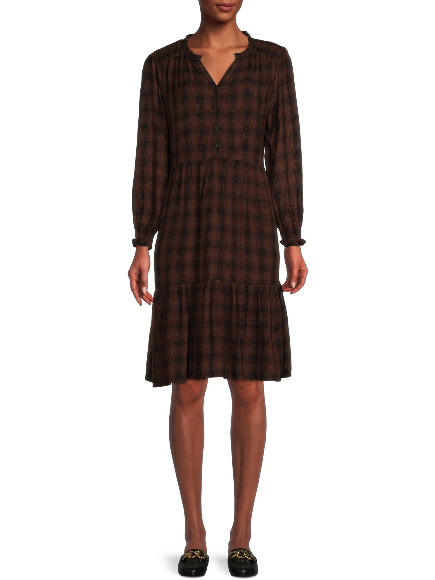 Blu White Blu's Women's Plaid Button Down Dress