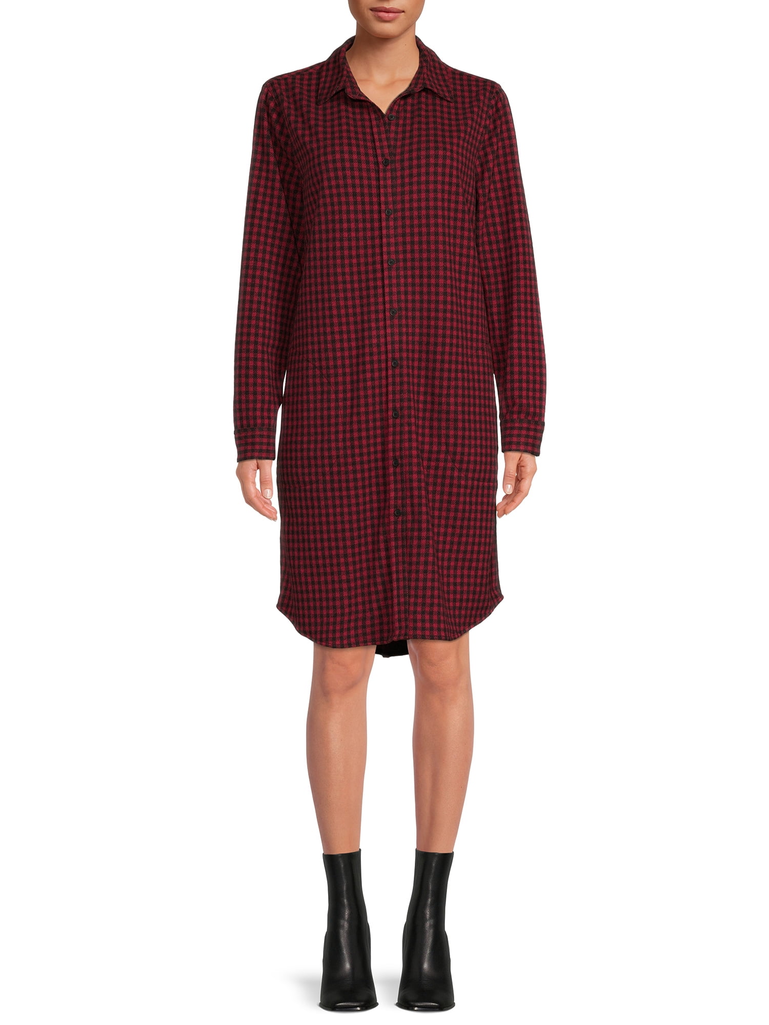 Blu White Blu's Women's Plaid Button Down Dress