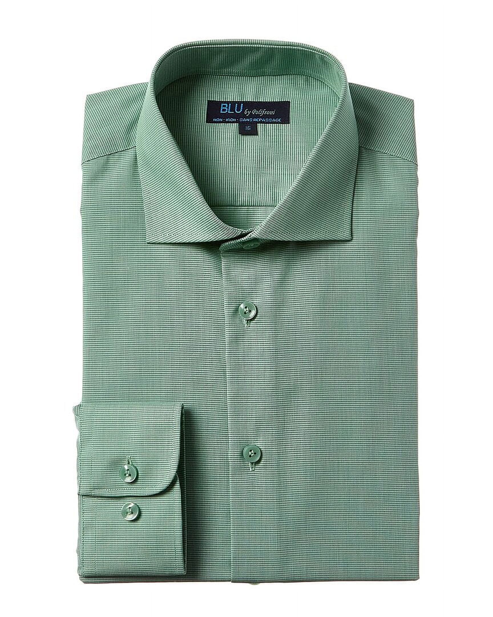 Blu mens NonIron Dress Shirt, 17.5, Green