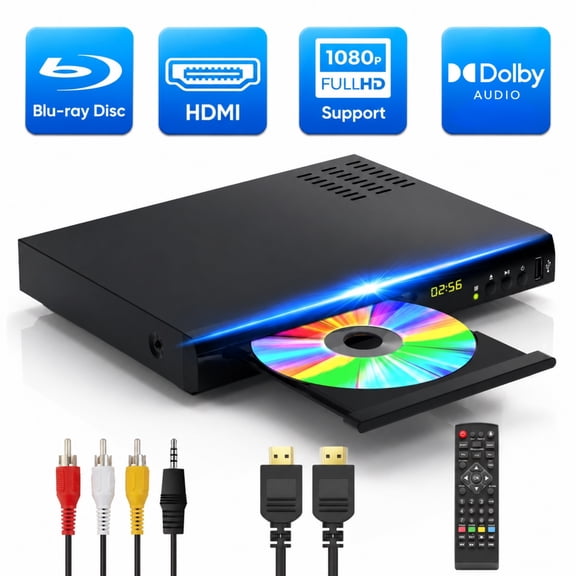 Blu-ray DVD Player with Dolby Digital Plays Region A/1 Blu-rays & DVDs, Supports HDD & USB Playback