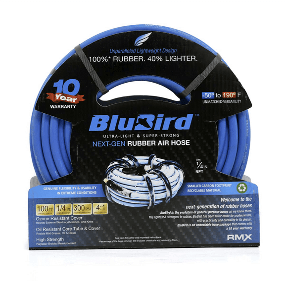 BluBird BB14100 Rubber Air Hose 1/4" x 100 ft