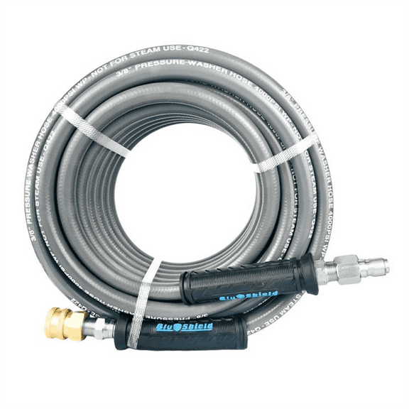 BluShield Pressure Washer Hose with 3/8" NPT, Hot and Cold Water, Non-Marking, High-Tensile Steel Wire, 4000 PSI (3/8" x 50')