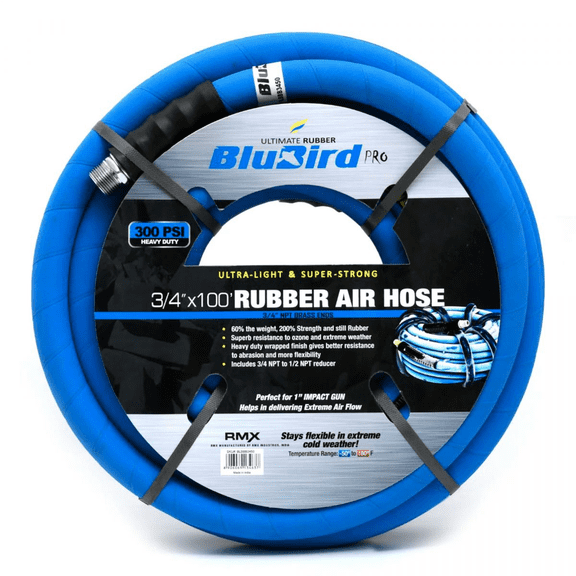 BluBird Pro Rubber Air Hose Assembly 3/4" x 100'