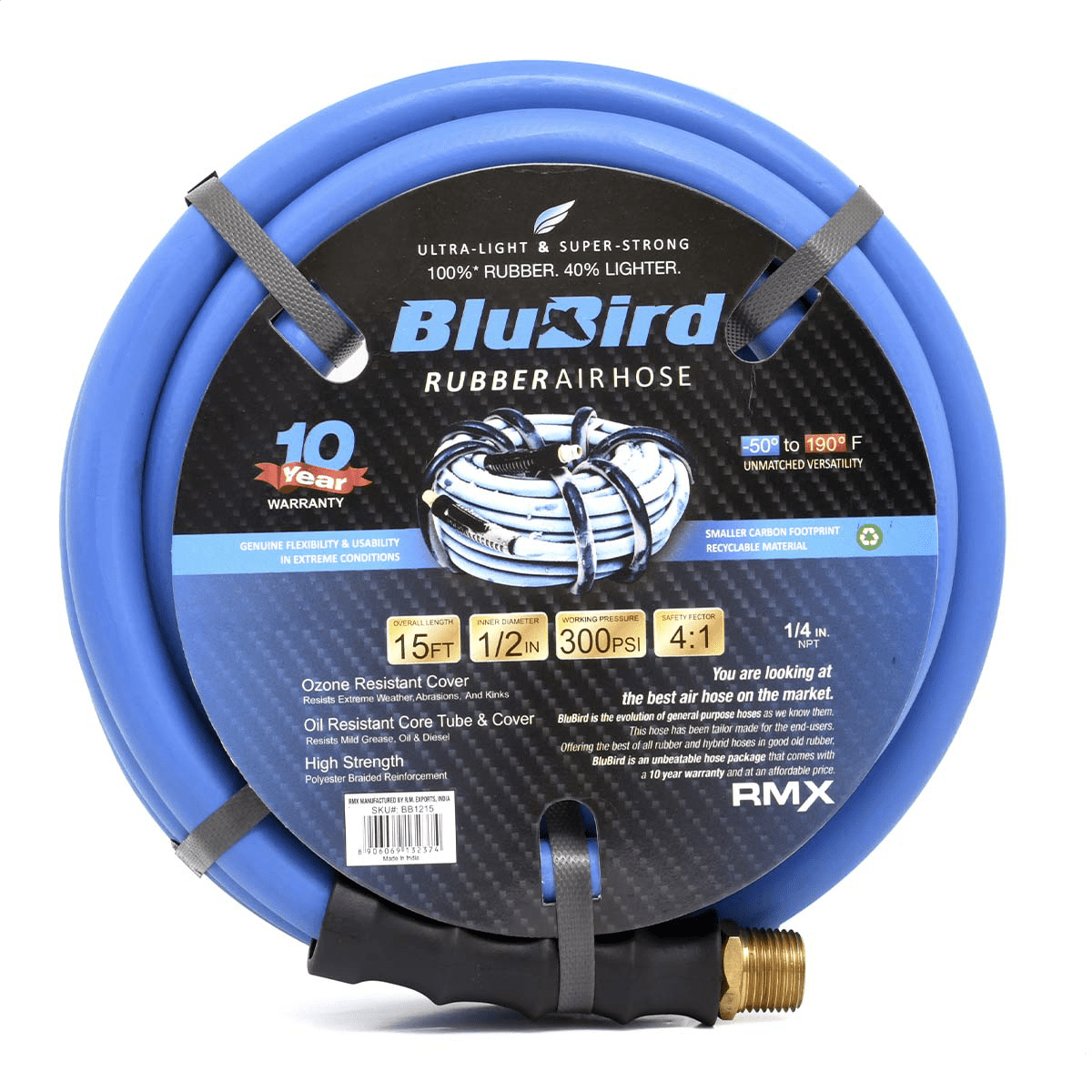 BluBird Rubber Air Hose 1/2 in. x 15 ft.