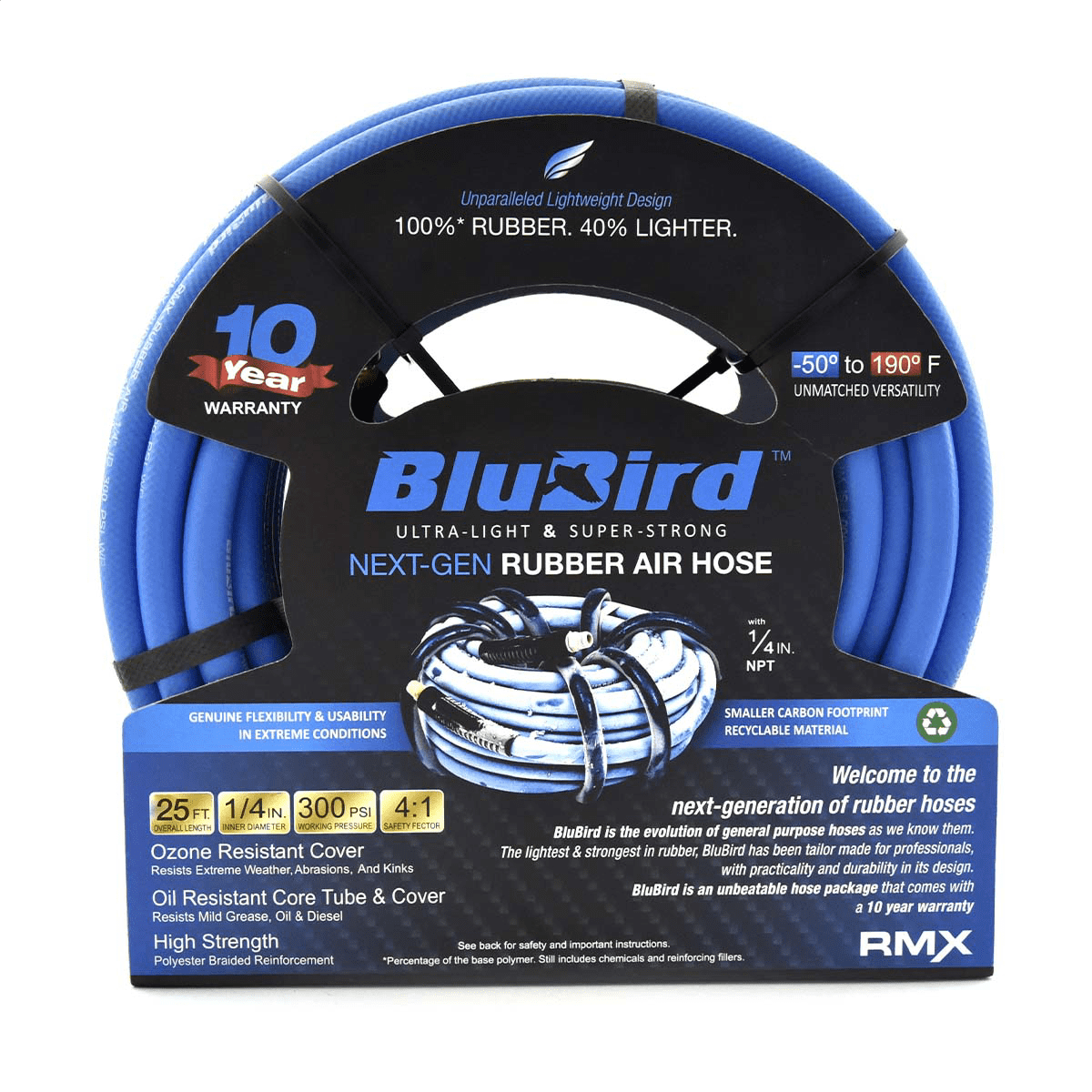 BluBird BB1425 Rubber Air Hose 1/4" x 25 ft