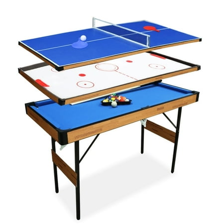 BluBlu Park 55" Billiard Table Multi Combo Game Table, 3 in 1 Table Set, Pool Table, Hockey, Table Tennis for Home, Game Room