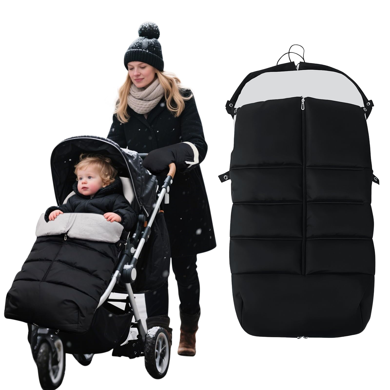 BluBlu Park Stroller Footmuff, Baby Footmuff for Stroller, Universal Bunting Bag for Babies Compatible with Most Strollers,Waterproof, Winter Sleeping Bag for Newborn to Toddler (105x46cm)