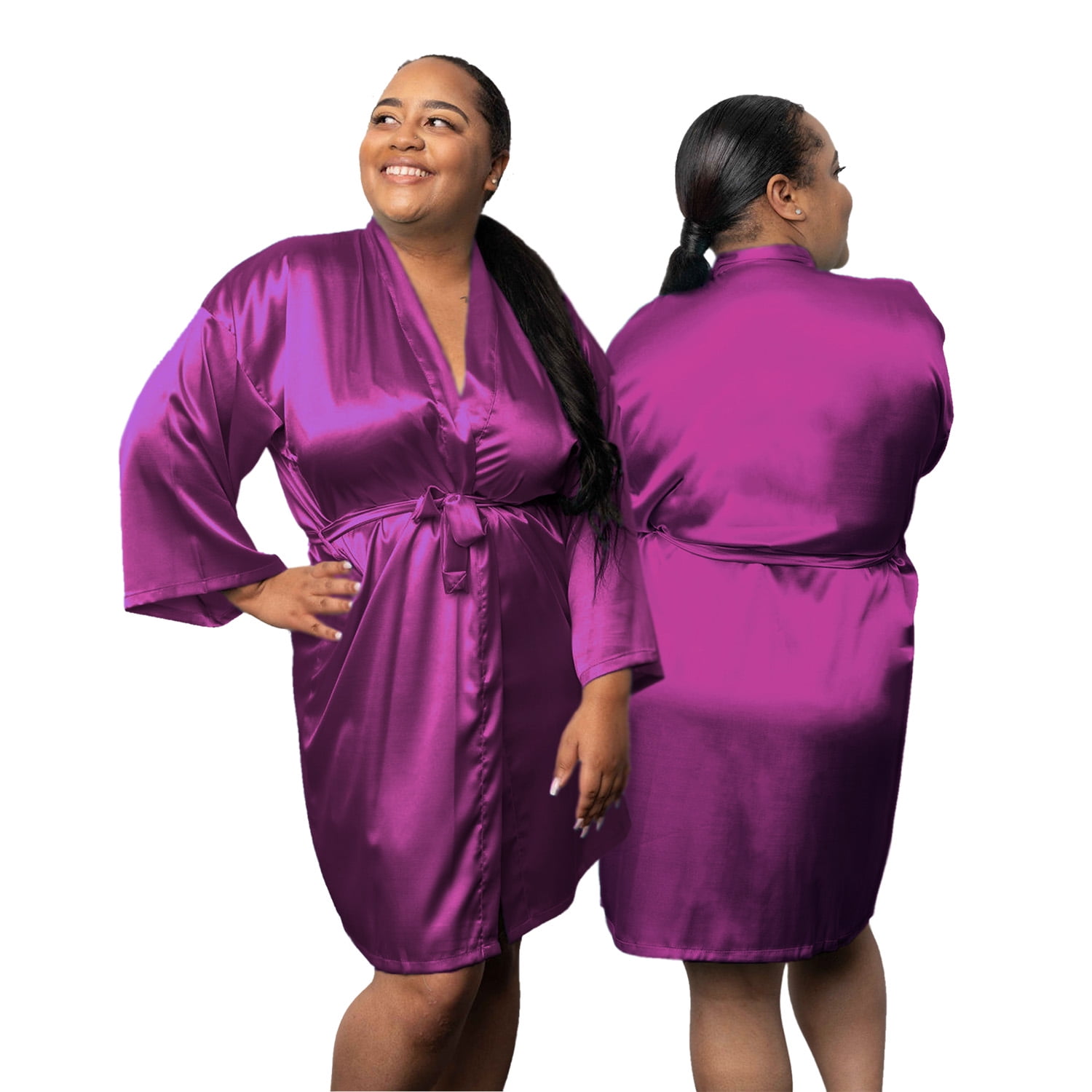BluChi Short Kimono Lounge Womens Robe, Small-5XL, 26 Colors - Bride ...