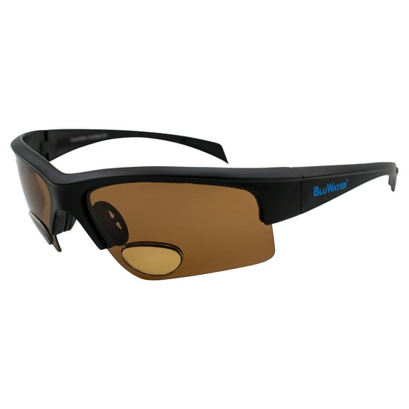 BluWater Polarized Bifocal Sunglasses with Matte Black Frames and Brown Lenses