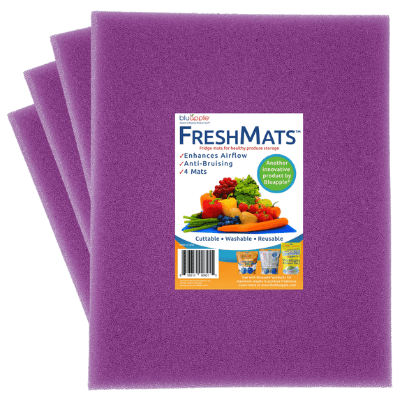 Bluapple FreshMats, Refrigerator Liner, Fridge Drawer Mats, Crisper Life Extender Liner Keeps Produce Fresh Longer, Anti-Bruising, Helps Air Circulation, Washable & Reusable (4-Mats, 12x15, Lavender)