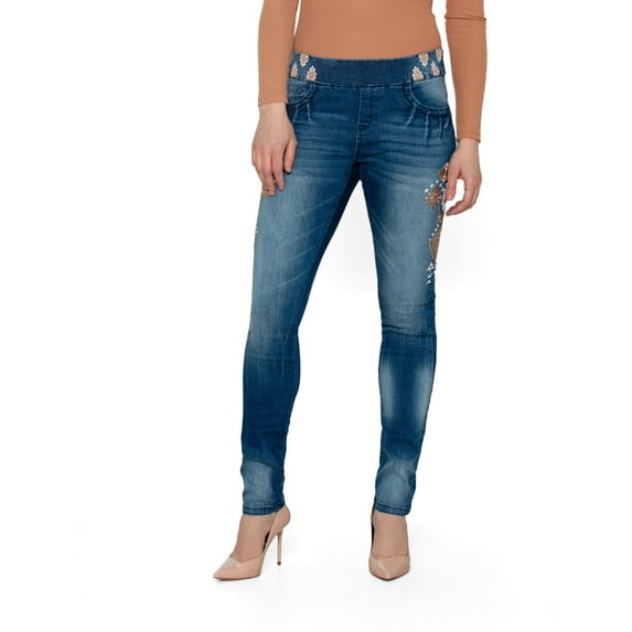 Bluberry Women's Slim Leg Elizabeth Medium Wash Indigo Denim Size 10