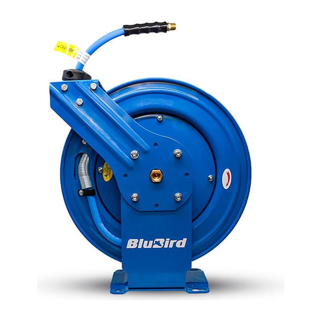 Blubird Industries B3178716 Dual Arm Spring Return Air Hose Reel 300 PSI - 0.37 in. x 50 ft. - Blue