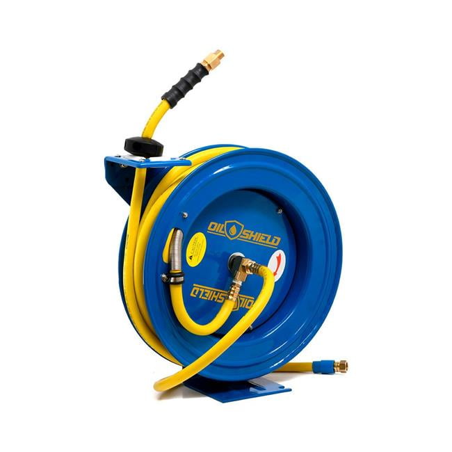 Blubird Industries B3178863 Heavy Duty Single Arm Spring Return Air Hose Reel 300 PSI - 0.5 in. x 50 ft. - Blue