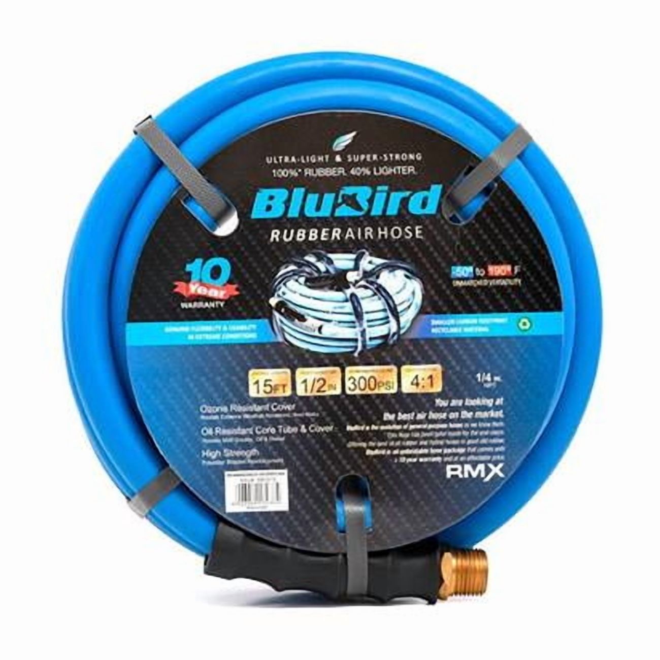 Blubird Industries B3178857 Rubber Air Hose Assembly - 0.5 in. x 15 ft. - Blue