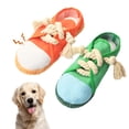 thumbnail image 1 of Blublu Park 2PCS Durable Dog Shoe Toys, Interactive Squeaky Chew Shoes Toy for Puppy, Orange and Green, 1 of 7