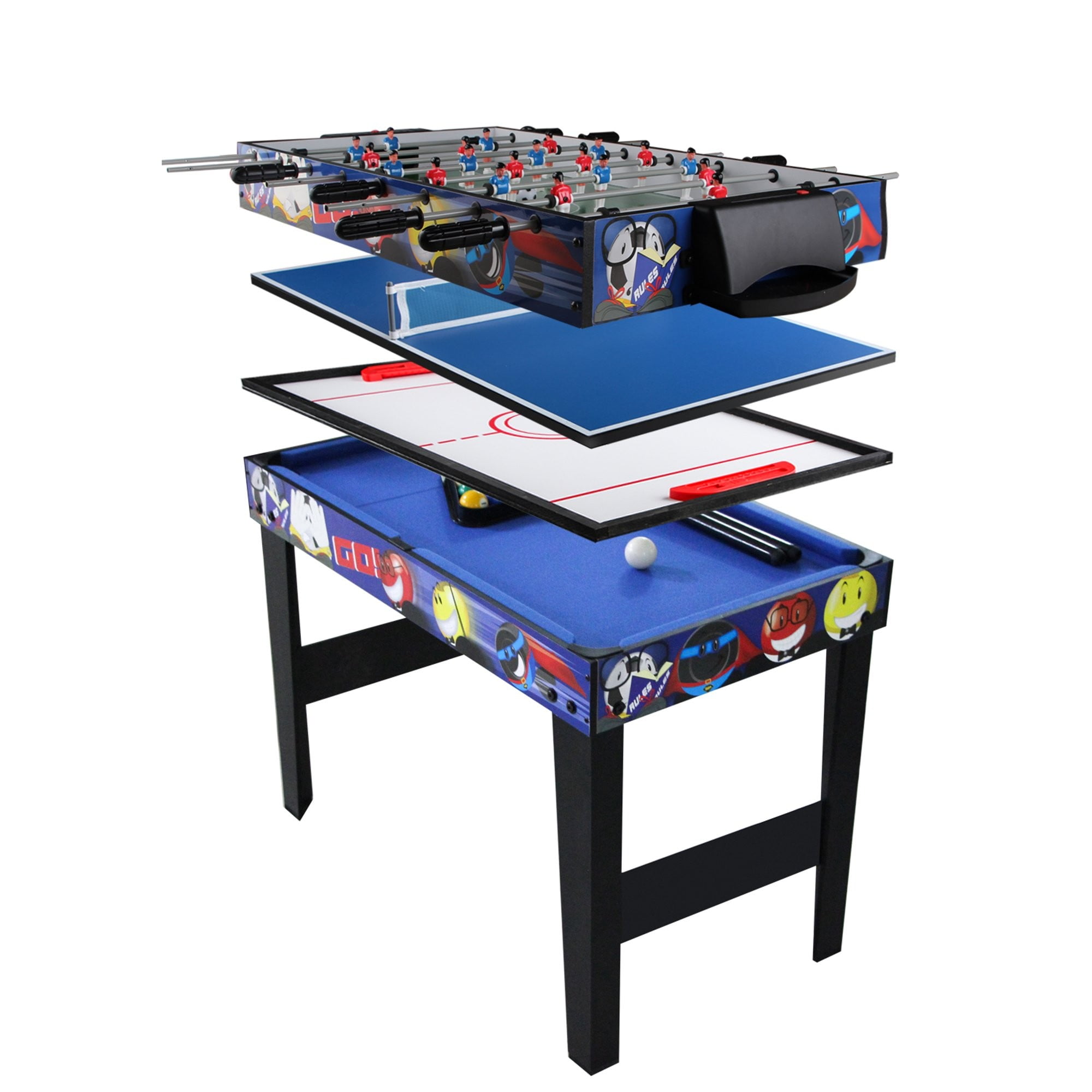 Blublu Park 4 in 1 Multi Combo Game Table, Hockey Soccer Foosball Pool