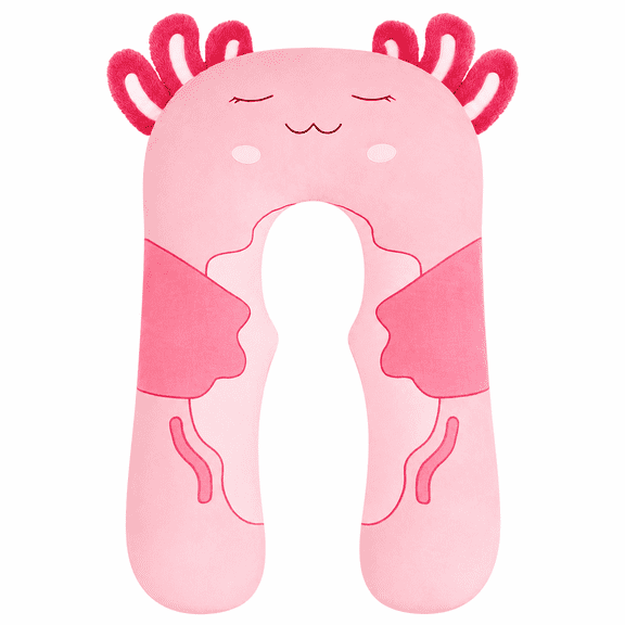 Blublu Park 43 in Axolotl U-Shaped Kids Body Pillow, Soft Minky Plush with Removable Washable Cover, Pink