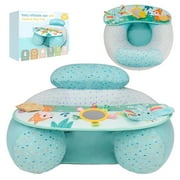 Blublu Park Baby Inflatable Seat with Cover for Babies 3-36 Months, Portable Baby Chair Sit Me Up Floor Seat with Detachable Activity Sensory Tray, Baby Seats for Sitting up, Elephant