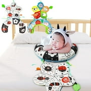 Blublu Park Tummy Time Pillow, Baby Belly Time Play Mat with Mirror, Crinkle, Teether Toys for 0-12M