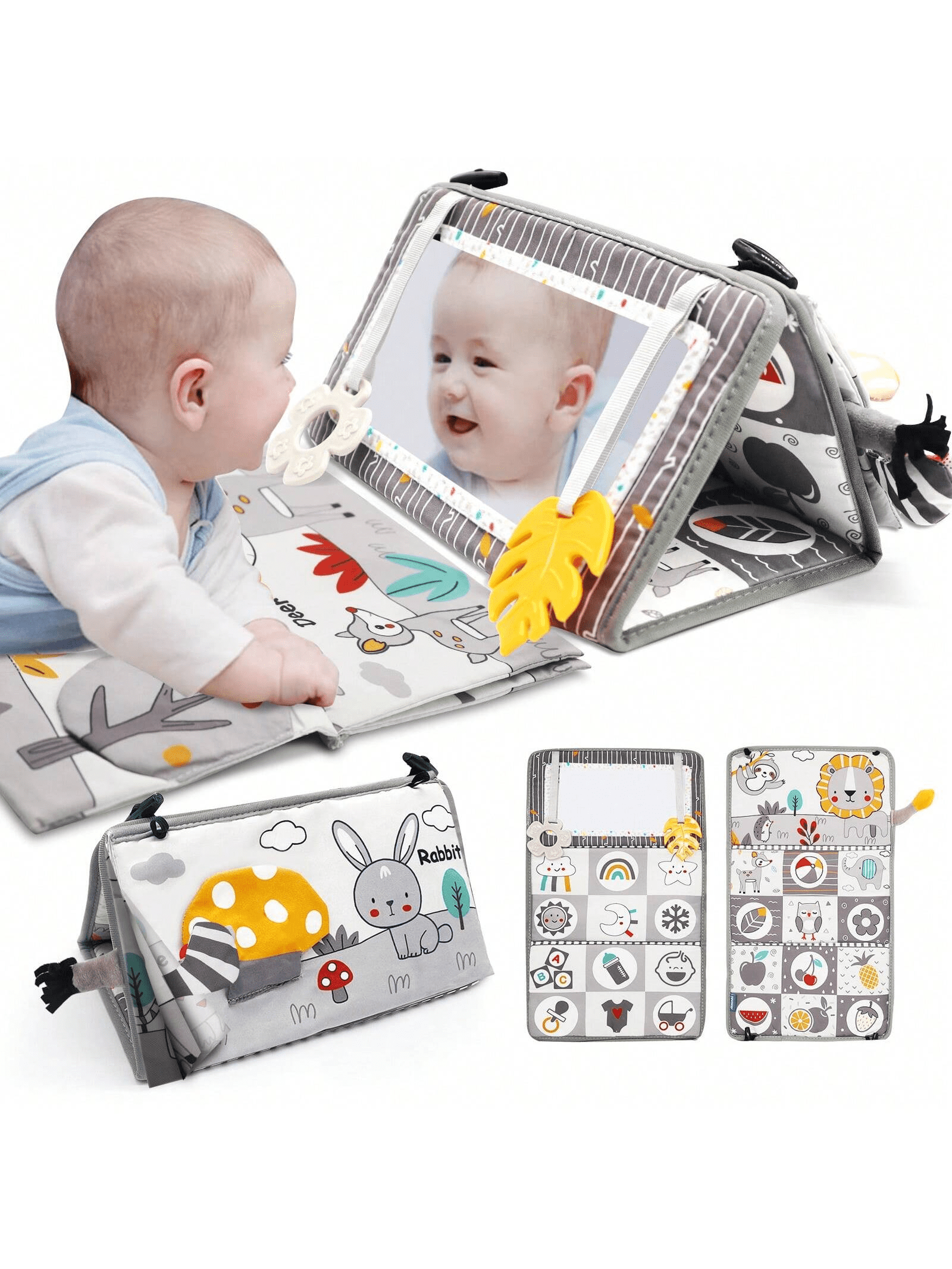 Blublu Park Tummy Time Mirror for Babies 0-6 Months Newborn Infant Baby ...