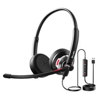 Blucalm Wired USB Headset with Mic for PC, Laptop, AI Noise Canceling Headphones with In-Line Control for Teams, Zoom, Skype, On-Ear Computer Headset with Microphone for Home/Office/Call Center