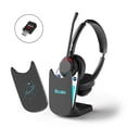 thumbnail image 1 of Blucalm V5.4 Wireless Headset with Microphone, Computer Headset with Charging Base & USB Dongle for PC, Wireless Headphones with Noise-Cancelling Mic for Work, WFH, Teams, 1 of 10