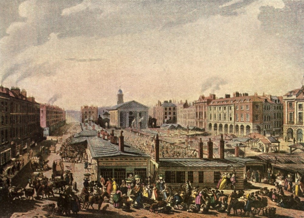 Bluck after Pugin Londoners then & now 1920 Covent Garden Market 1811 Canvas Art - Bluck after Pugin (24 x 36)