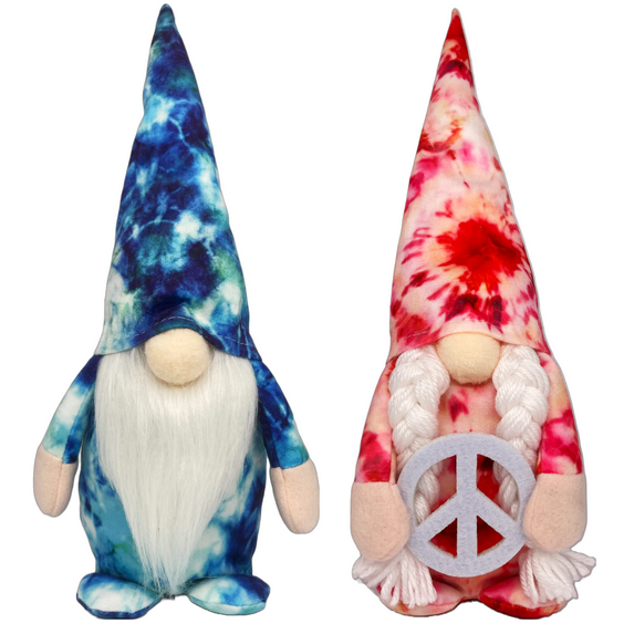 Bluda Hippie Gnomes Plush Tie Dye Groovy Home Decor Tomte Gnome